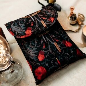 Floral Black and Red Crossbody Bag